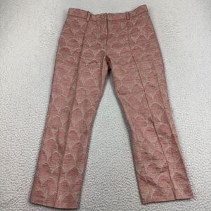 Sies Marjan Pant Womens 2 Cropped Straight Lined Flat Front Jacquard Linen Blend